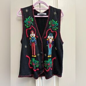 Vintage Victoria Jones beaded Christmas sweater vest